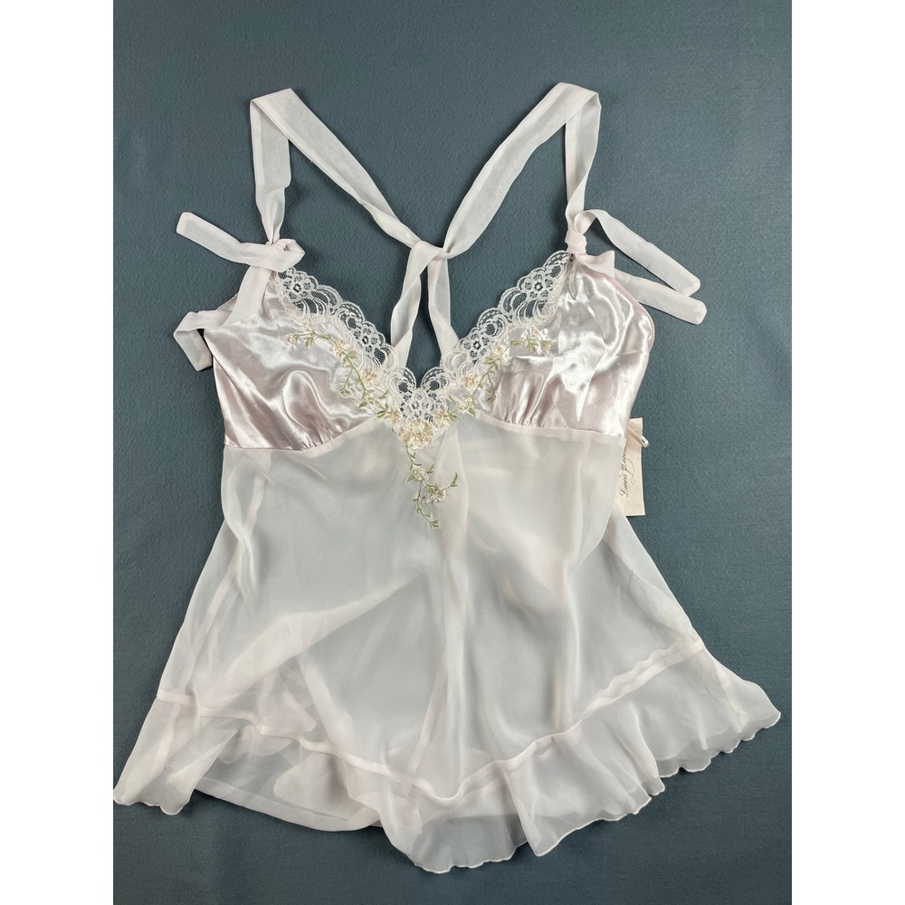 Linea Donatella Pink Satin Babydoll Lingerie Set Coquette Balletcore Pink XL NWT